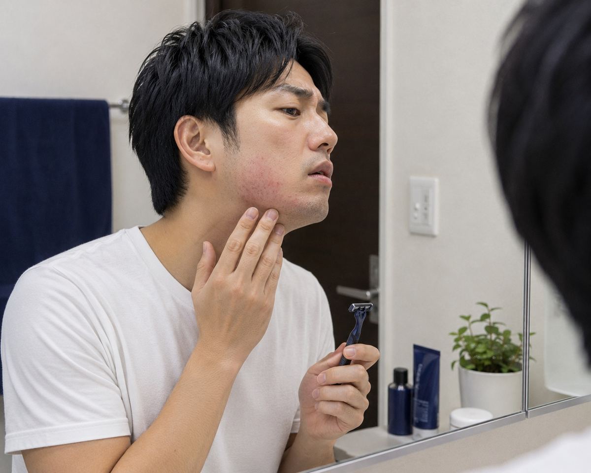 カミソリ負けで肌荒れする男性｜メンズ脱毛サロンKNIGHT